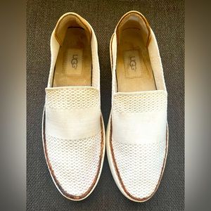 Ugg Sammy 1016756 White/IvoryKnit Mesh Casual Slip On Loafers Shoes size 6.5